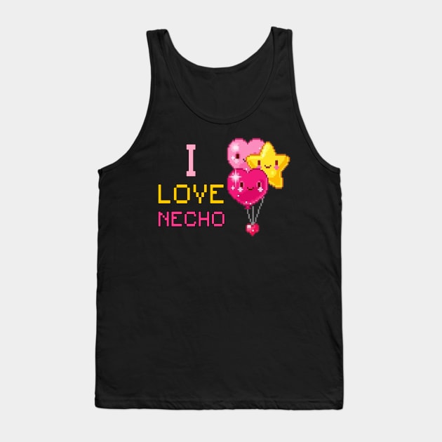 I Love Necho Pink 8 Bit Heart And Yellow Star Tank Top by Pharaoh Shop